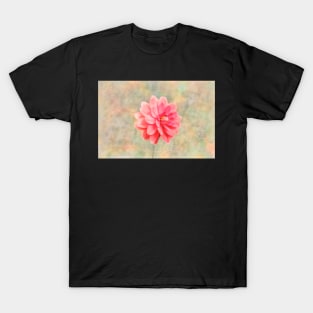 Pink dahlia on texture T-Shirt